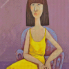 Lady In Yellow Dress With Short Hair Diamond Painting