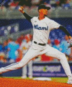 Miami Marlins Baseball Player Diamond Painting