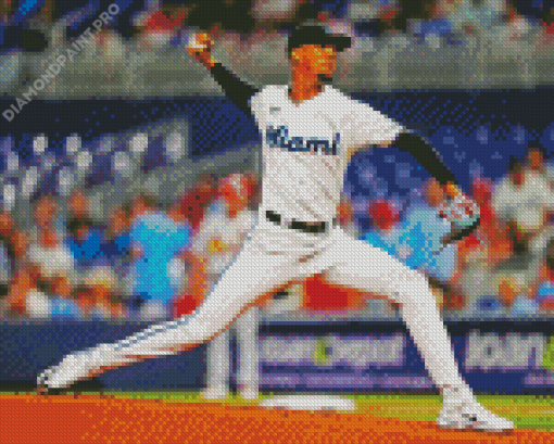 Miami Marlins Baseball Player Diamond Painting