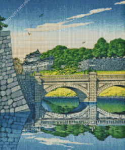 Morning At Nijubashi Bridge Diamond Painting