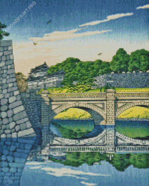 Morning At Nijubashi Bridge Diamond Painting