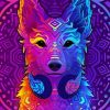 Neon Dog Mandala Diamond Painting