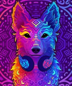 Neon Dog Mandala Diamond Painting