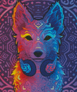 Neon Dog Mandala Diamond Painting