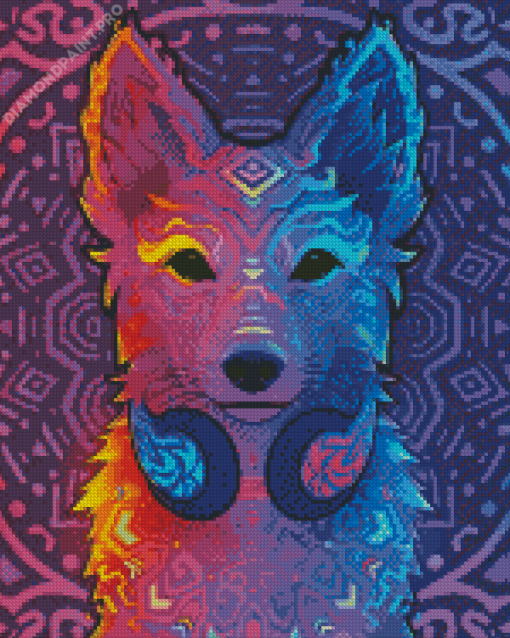 Neon Dog Mandala Diamond Painting