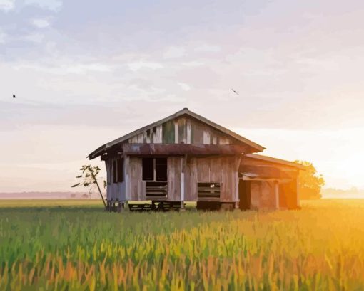 Old House In Sekinchan Padi Fields Diamond Painting