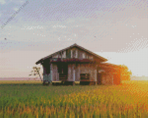 Old House In Sekinchan Padi Fields Diamond Painting