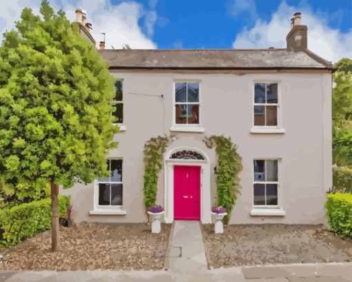 Pink Door House In Howth Diamond Painting