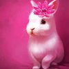 Pink Bunny With Flower Diamond Painting