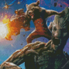 Rocket Raccoon With Groot Diamond Painting