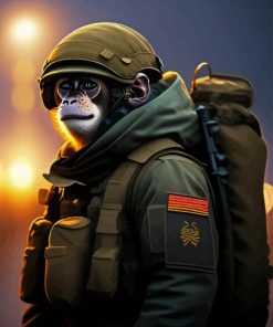 Soldier Monkey Animal Diamond Painting