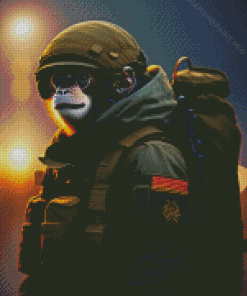 Soldier Monkey Animal Diamond Painting