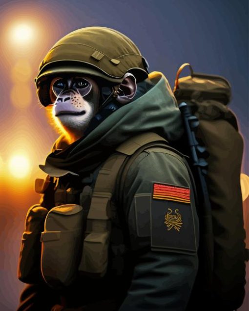 Soldier Monkey Animal Diamond Painting