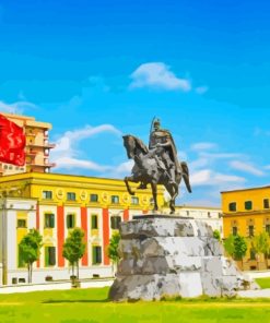 Tirana Skanderbeg Statue Diamond Painting