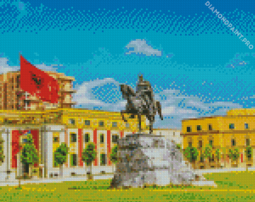 Tirana Skanderbeg Statue Diamond Painting