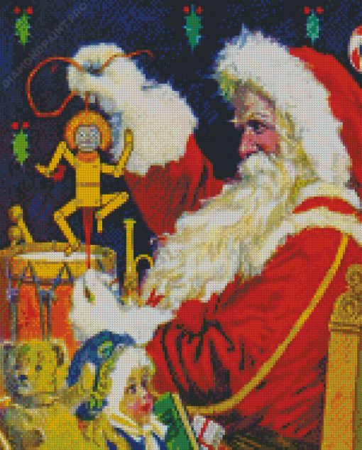 Vintage Santa Clause And Gifts Diamond Painting