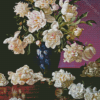 White Peonies In A Chinese Vase Diamond Painting