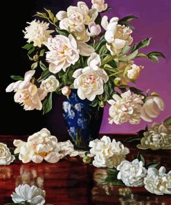 White Peonies In A Chinese Vase Diamond Painting