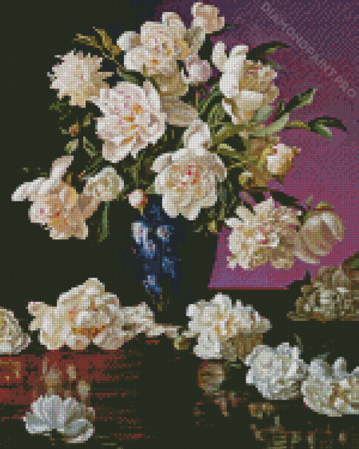 White Peonies In A Chinese Vase Diamond Painting