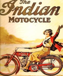 Woman On Indian Motorcycle Diamond Painting