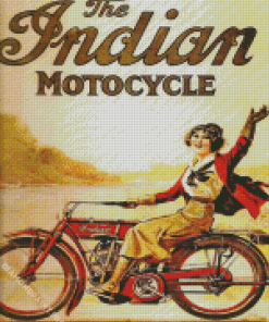 Woman On Indian Motorcycle Diamond Painting