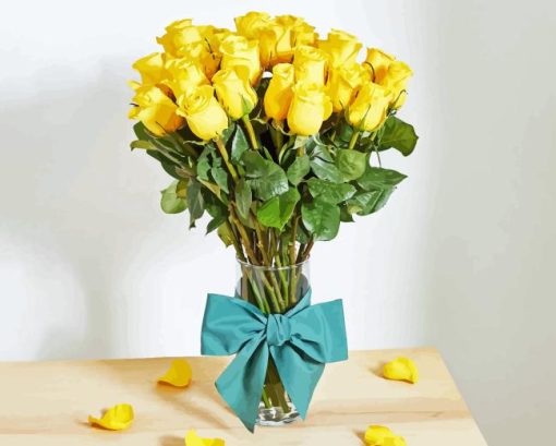 Yellow Roses In Vase Diamond Painting