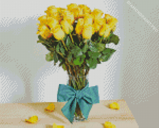 Yellow Roses In Vase Diamond Painting