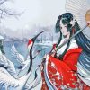 Anime Chinese Woman Holding Umbrella Diamond Painting