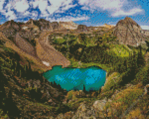 Beautiful Landscape Of Blue Lake Diamond Painting