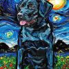 Black Labrador Retriever Starry Night Diamond Painting