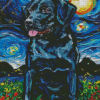 Black Labrador Retriever Starry Night Diamond Painting