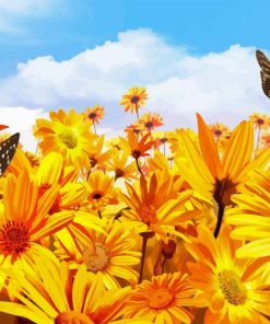 Butterflies In Sunflower Field Diamond Painting