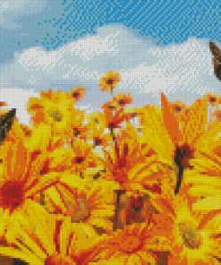 Butterflies In Sunflower Field Diamond Painting