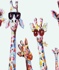 Colorful Giraffes Wearing Glasses Diamond Painting