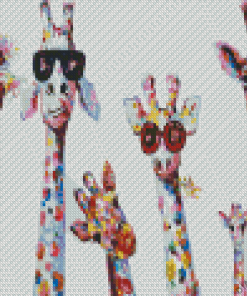 Colorful Giraffes Wearing Glasses Diamond Painting