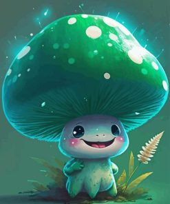 Cute Green Mushroom Diamond Painting