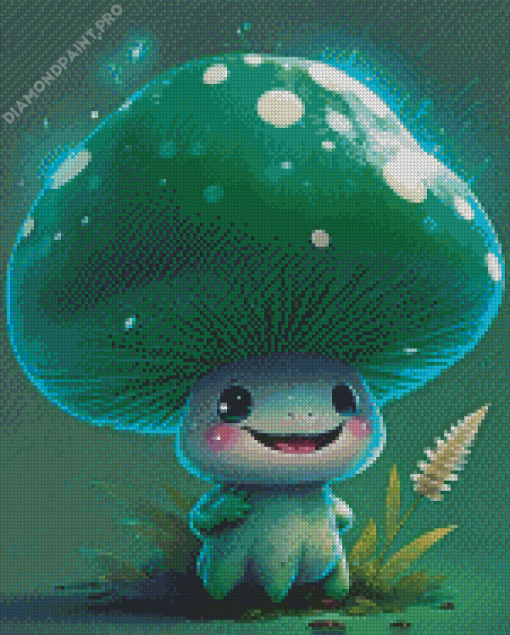 Cute Green Mushroom Diamond Painting