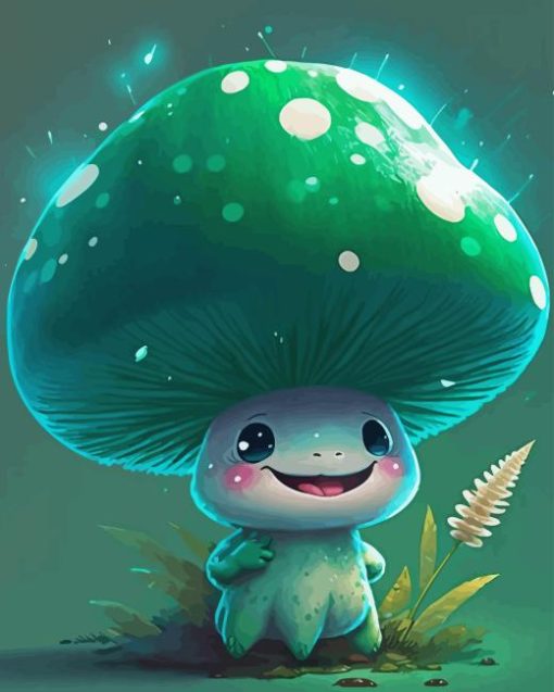 Cute Green Mushroom Diamond Painting