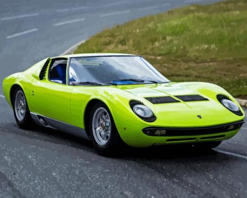 Green Lamborghini Miura Diamond Painting