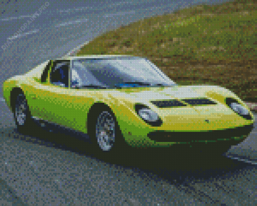 Green Lamborghini Miura Diamond Painting