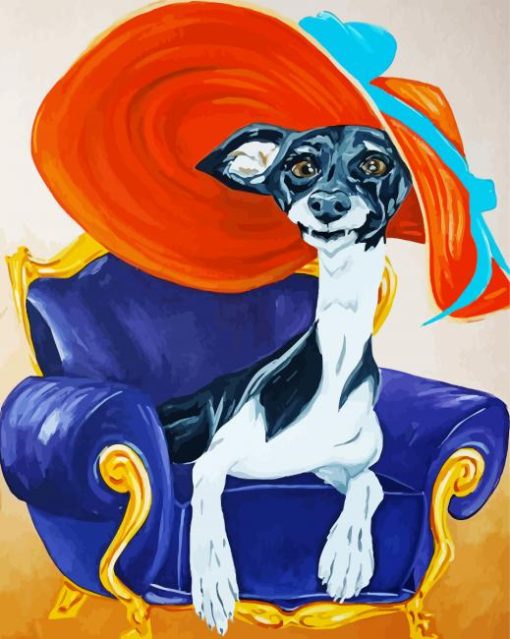 Italian Greyhound In Hat Diamond Painting