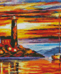 Sailboat And Lighthouse Diamond Painting