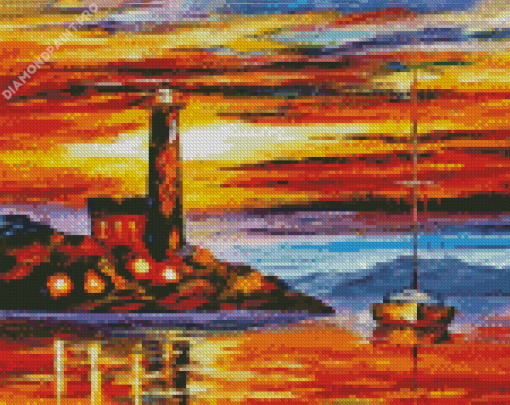 Sailboat And Lighthouse Diamond Painting