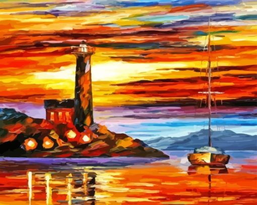 Sailboat And Lighthouse Diamond Painting