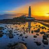 St Marys Lighthouse At Sunrise Diamond Painting