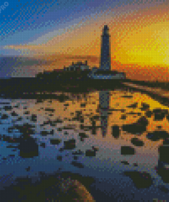 St Marys Lighthouse At Sunrise Diamond Painting