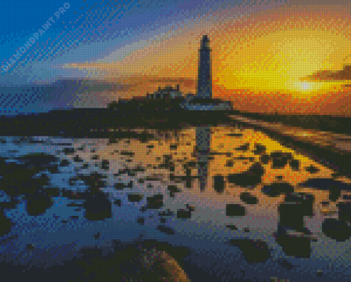 St Marys Lighthouse At Sunrise Diamond Painting