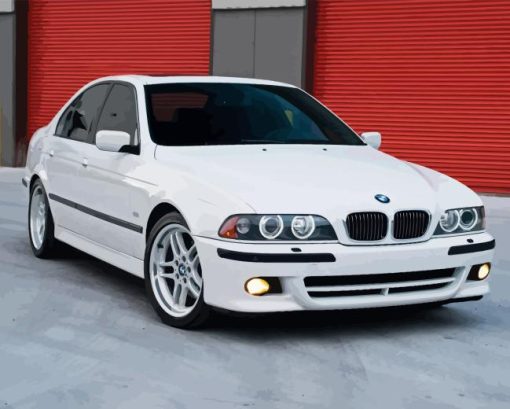 White BMW E39 Car Diamond Painting