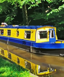 Yellow Blue Narrow Boat Diamond Painting