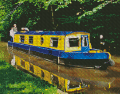 Yellow Blue Narrow Boat Diamond Painting